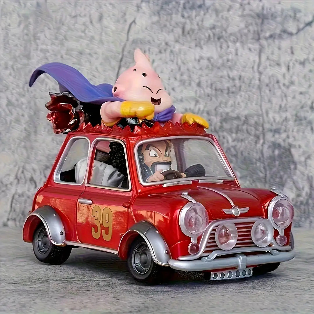 TEMU Anime Style Mini Pvc Figure - Dynamic Red Car Scene With Characters, Vibrant Colors & Detailed Action-packed Design For Desktop, Bookshelf, Game