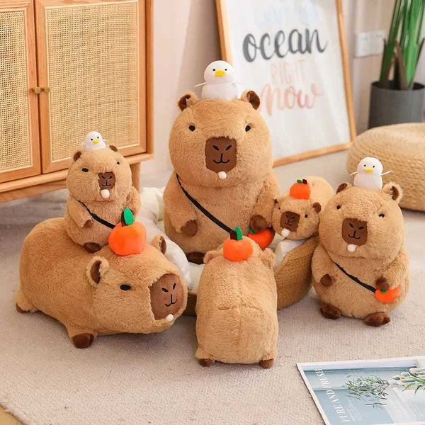 Stuffed Plush Animals Vocal and Spit Bubbles Cute Sitting And Lieing capybara Plush Toys Cartoon Doll Soft Stuffed Childrens Gift Home Decor
