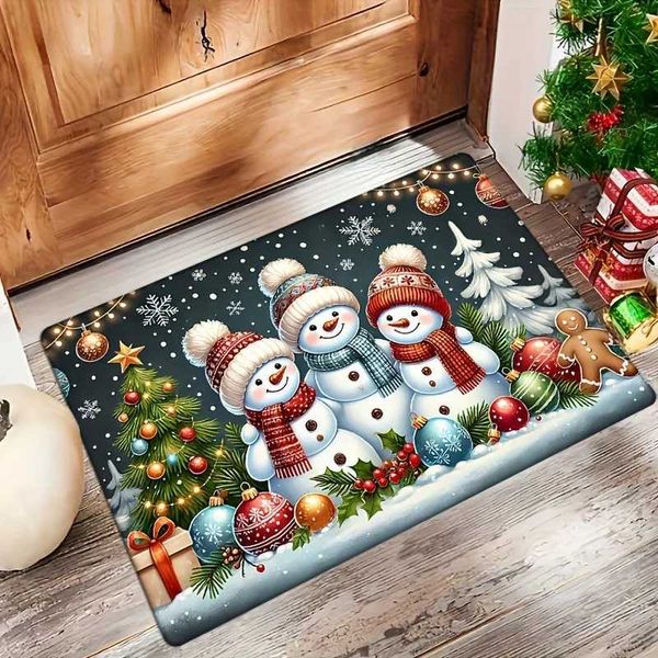 Christmas Snowman Welcome Floormat Front Door Entrance Doormat for Living Room Bedroom Bathroom Floor Mat Christmas Decoration X241024