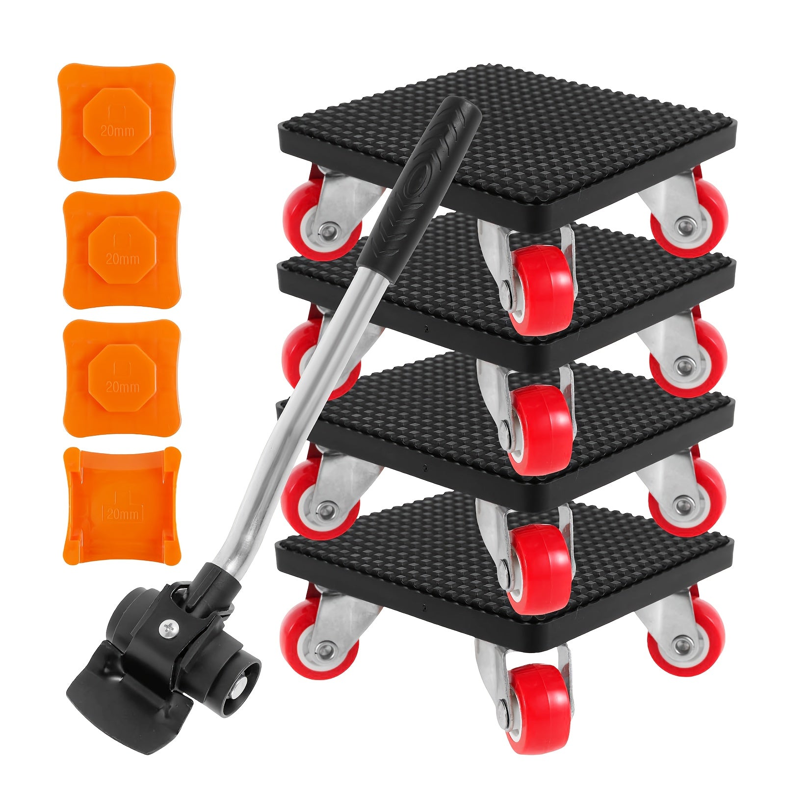 TEMU 9pcs Furniture Lifter And Mover Tool Set, 1100lbs Load Capacity, 360° Rotating Sliders, Heavy Duty Dolly With Silent Carbon , Easy To Lift And