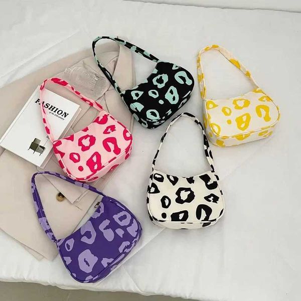 Pink leopard print canvas shoulder bag lingerie bag vintage womens small wallet handbag casual all womens square bagX240803