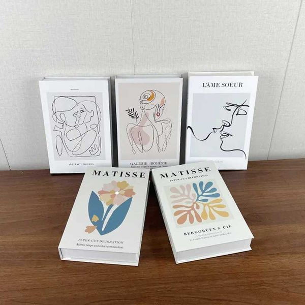 Fashion Luxury Storage Box Fake Books Decoration Simulation Book Abstract Line Coffee Table Villa Hotel Home Decor Shooting Prop M240903