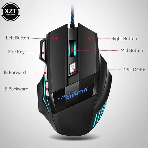 Wired Gaming Mouse 7 Button 5500 DPI LED Optical USB Gamer Computer Mouse Mice Cable Mouse For Game Y240820