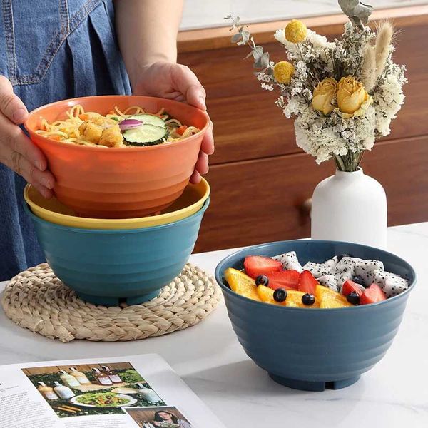 Large Capacity Noodle Bowl Wheat Straw Soup Ramen Bowls Anti-Fall Salad Fruit Container Kitchen Food Tableware Microwave SafeC250118