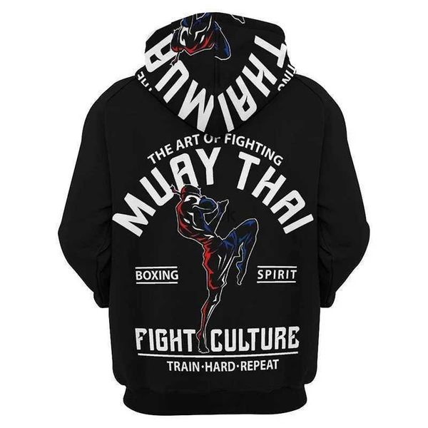 Sweatshirts Mens Jackets Muay Thai Boxing Flat Angle Print Hoodie Mens Kids Fashion Sports Pullover Gym Boxing Sweatshirt Harajuku Hoodie 24