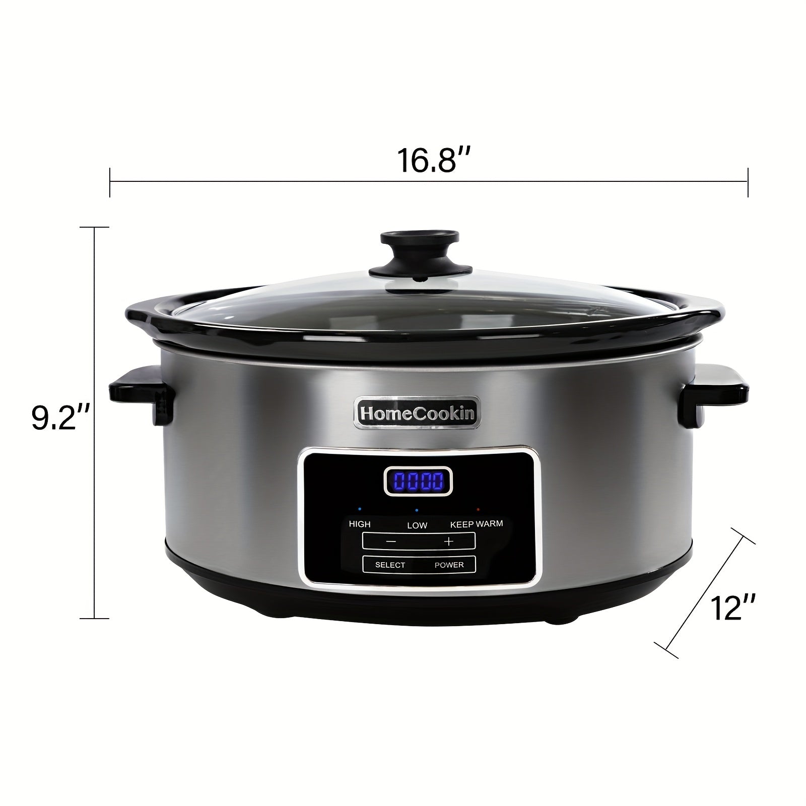 TEMU 8-quart Digital Programmable Slow Cooker With Timer - Small Kitchen Appliance For Family Dinners - Serves 10+ People - Heat Settings: , Low And