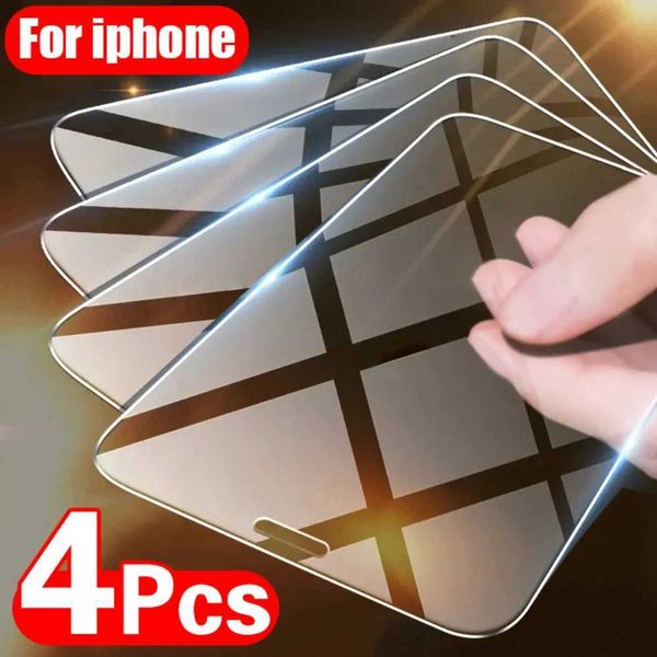 New Arrival 4PCS Tempered Glass for iPhone 13 12 11 14 15 Pro XR X XS Max Screen Protector on for iPhone 13 Pro Max Mini 7 8 6 6S Plus Glass