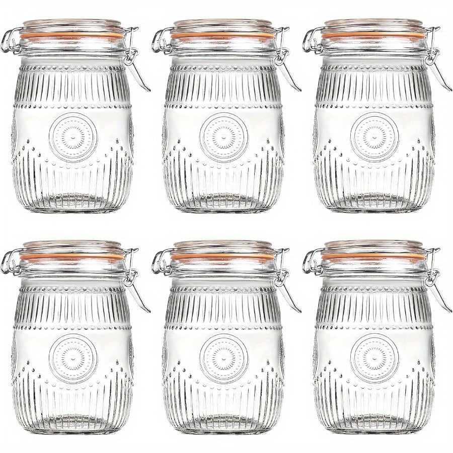 TEMU Wide Mouth Vintage Mason Jars With Airtight Lid 32oz, Canister Quart Jars For Kitchen Storage - For Coffee, Sugar, Beans 6 Pack, Pantry