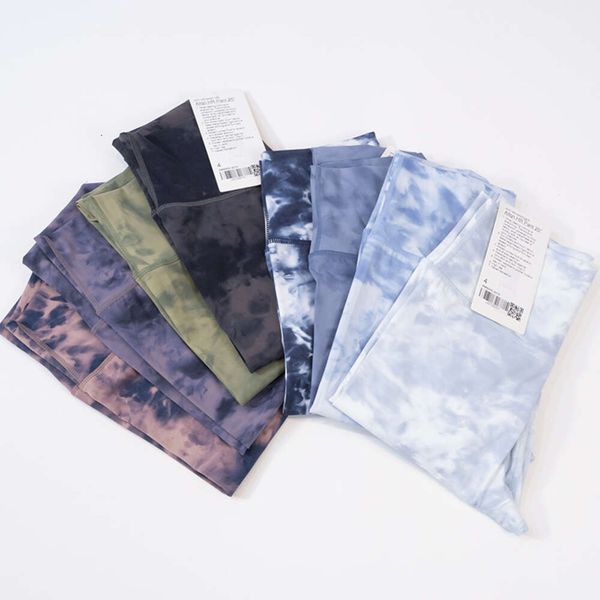 Lu Lu Pant Align Lemon Yoga Outfit Tie Dye Ninth Pants Quick Drying Tight Fit Leggings Women&#039;s High Waist Pant Athletic Look Render for