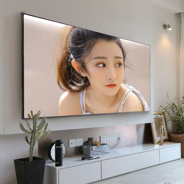 150 Inch 16:9 Slim Bezel High Gain Ambient Light Rejecting Fixed Frame Projector Screen with Black Crystal for long throw projector