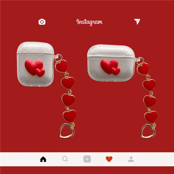 ddmygifts Sparkling Pink Love Pendant Suitable for Pro1-2-3 Generation Bluetooth Wireless Earphone Cover A