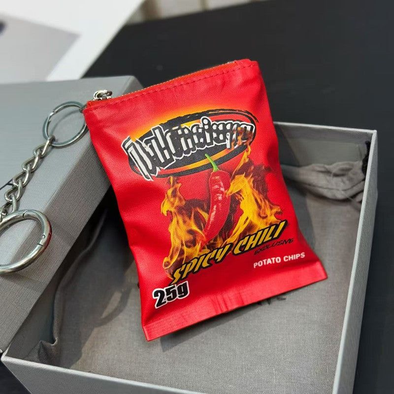 Designer Keychain Luxury Bag Charm BB for Women Potato CHIPS Snack Packaging Key Chains genuine leather Fashion Bag Pendant