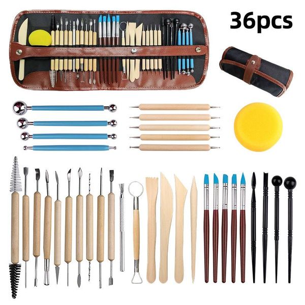36-piece pottery tool set pottery clay sculpture carving knife scraper roll package combination tool set