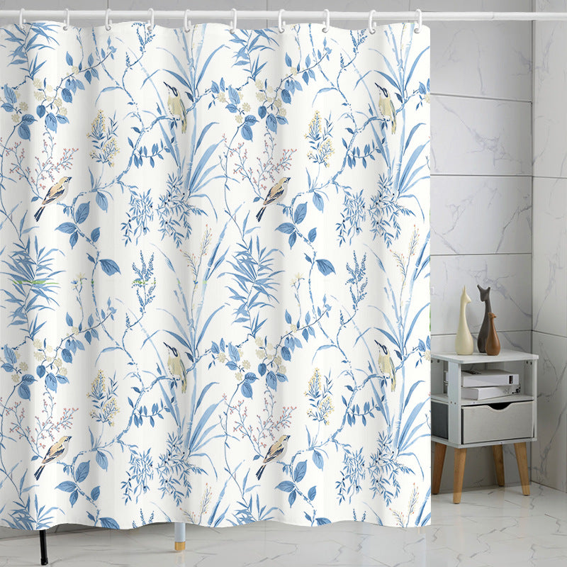 YL-37259 Waterproof Shower Curtain 3D Printed Tropical Jungle Plant Leaves and Flowers Season Polyester Shower Curtain with Hook