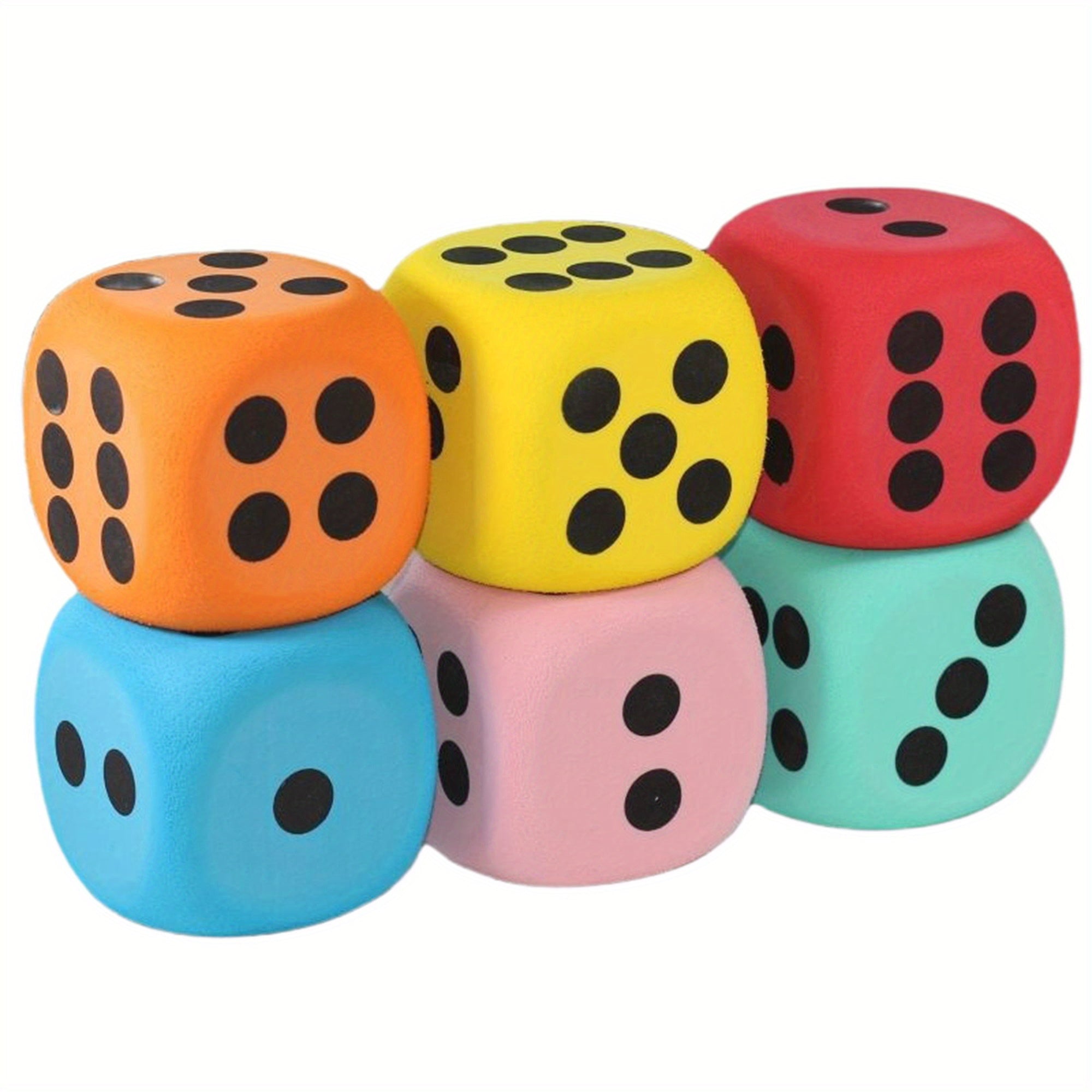 TEMU 6pcs Assorted Large Foam Dice Set - Educational Math Tools, Ideal For Tabletop Games