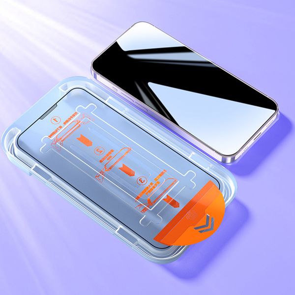 Screen Protector For iPhone 15 Pro Max 14 Plus 13 12 11 XS XR X Automatic Alignment Quick Paste Tempered Glass HD Film Full Cover Explosion