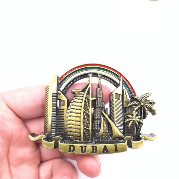 Fridge Magnet Dubai Metal Refrigerator Sticker Sailing el Emirates Alloy Halifa Tower Scenic Magnet Fridge Home Decoration 240704