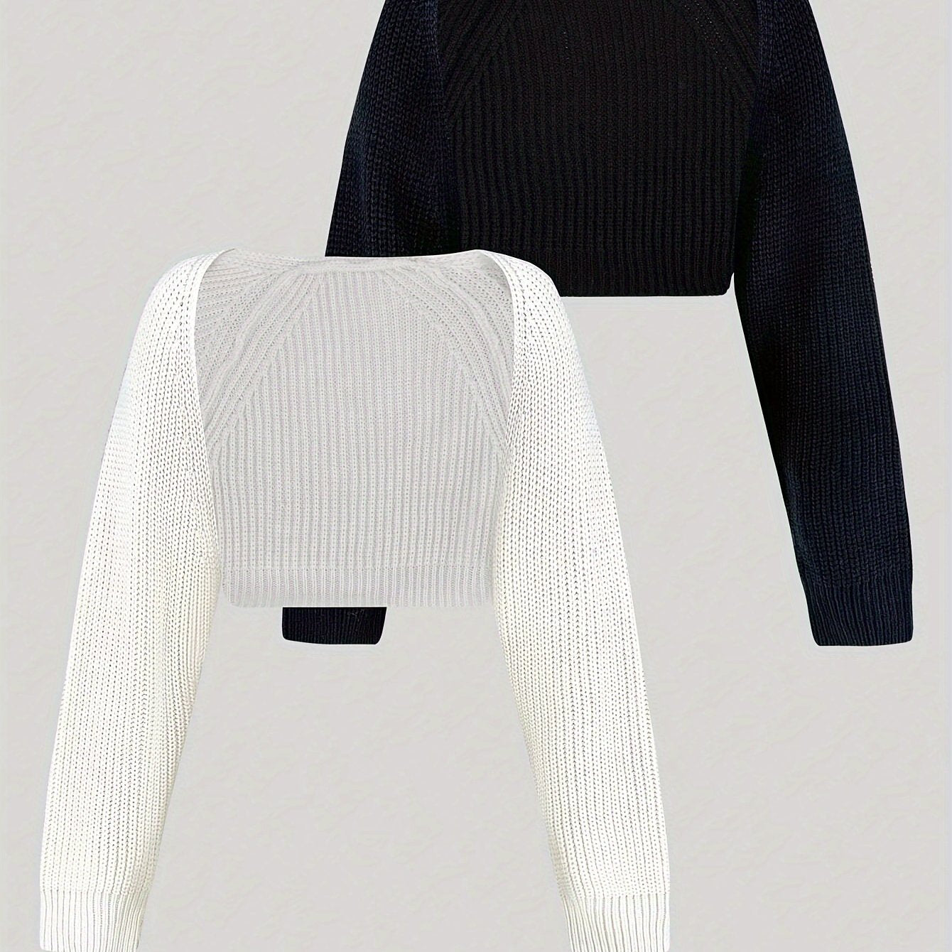 TEMU Popular Solid Color Simple Casual Two-piece Cardigan Sweater Set