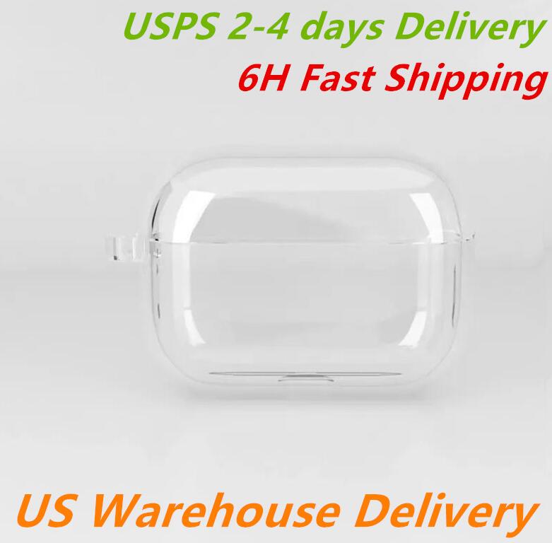 USA Stock For airpodspro2 Airpods pro 2 3 4 air pods Pro Max Earphones Headphone Accessories Solid Transparent Cover Wireless Charging Box Shockproo