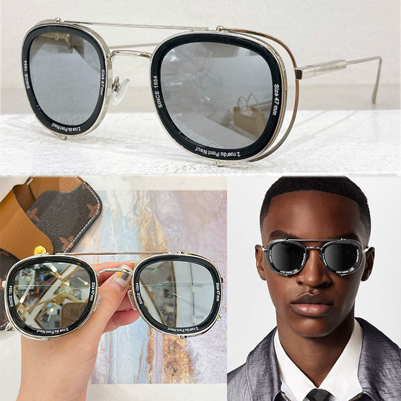 Super Vision Metal Mens Pilot Square Sunglass Z2213 Mens Designer Square Double Bridge Arc Mirror Frame Design UV400 Protective Titanium Metal Frame