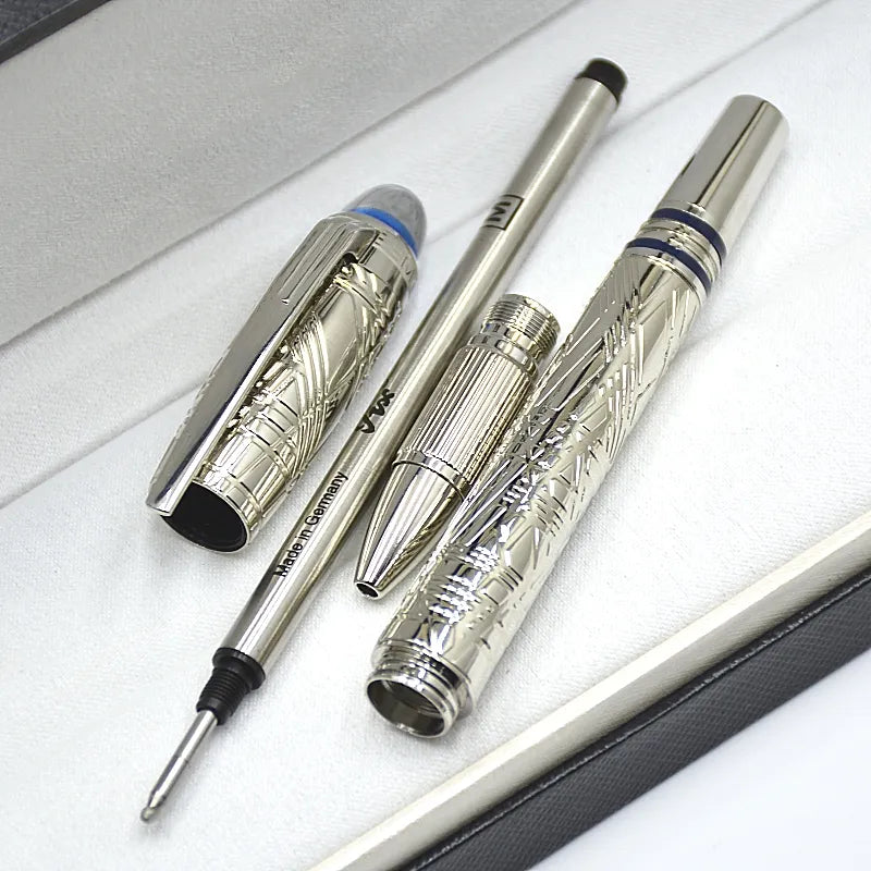 wholesale Luxury Monte Star-Walk Blue Crystal Top Rollerball Pen Ballpoint Pen Unique Relief Barrel Office School Writing Fountain Pens