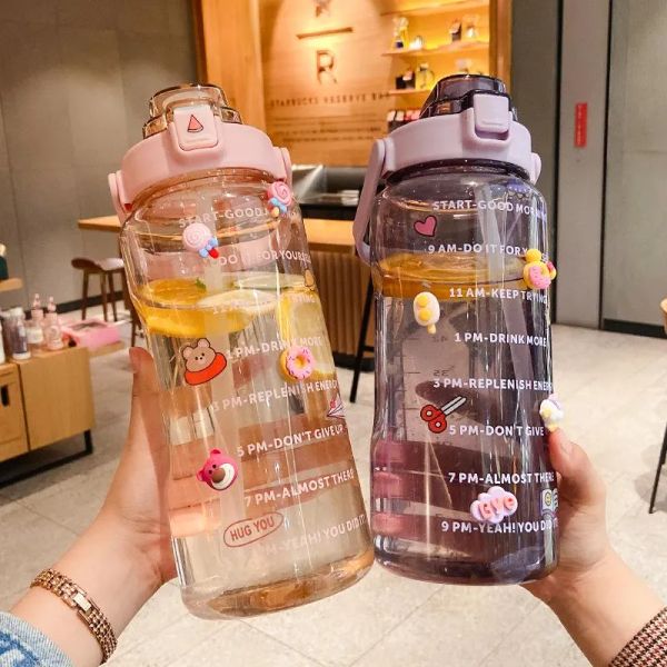 Garrafas de água litros garrafa de garrafa de consumo de bebida esportes Tiktok Marcador de tempo de tempo portátil Fitness Cold Jug Water