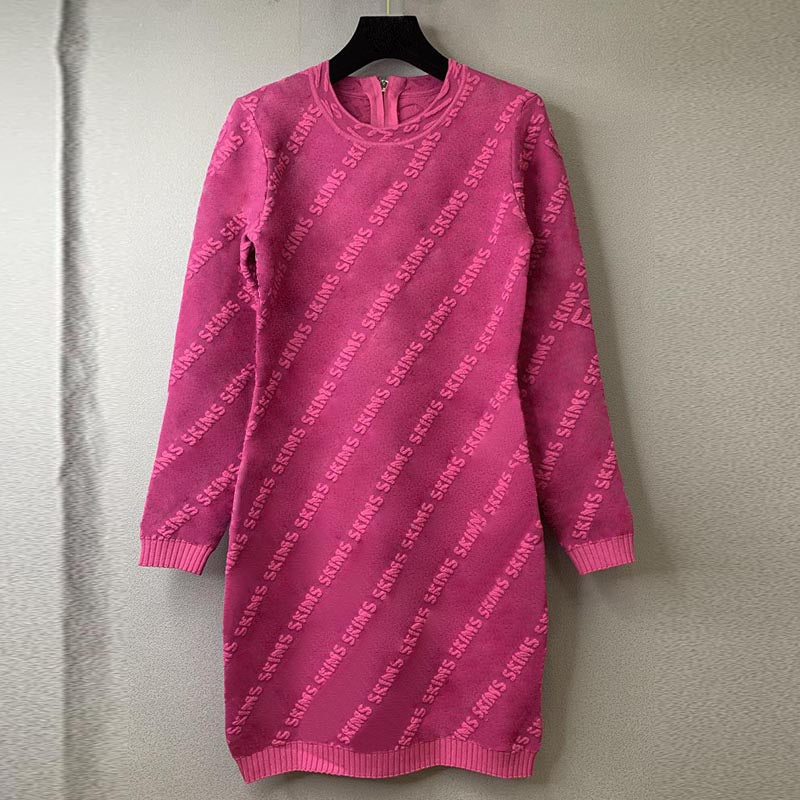 Women Casual Trendy Dresses Classic Vintage Knit Dress Fashion Designer Clothes Letter Print Skirts
