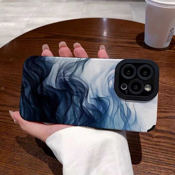Cellphone Case Fashion Ink Blue Black Marble Phone Case Suitable for iPhone 16 15 13 12 11 Pro Max 14 15 Plus X XR XS Max 7 8Plus Shockproof