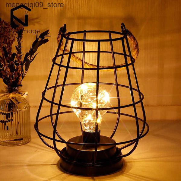 Christmas Decorations Cage ball table lamp decorative lamp battery powered lamp with warm white fairy light LED Edison bulb used for home de