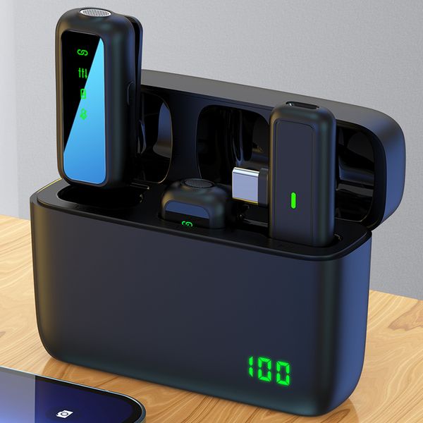 Lapel Wireless Microphone for Camera Mini Lavalier Mic SX6 with Charging Box 100M Transmission Noise Reduction for Android IOS Live