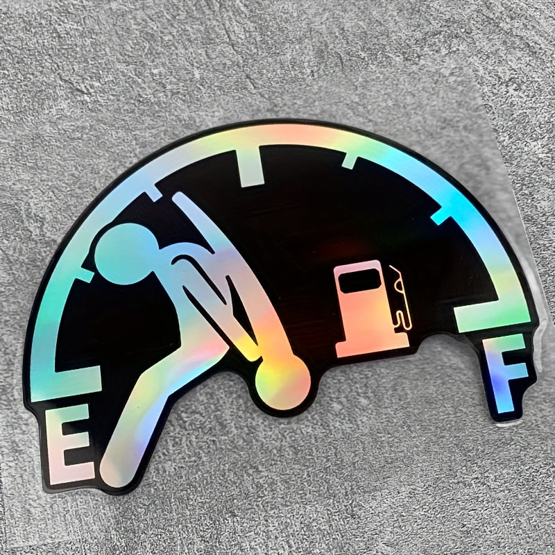 TEMU 1pc Funny Fuel Gauge Decal - Full-empty Tank Design With Scratch Protection, Durable Vinyl Car Sticker For - Automotive Decoration To Mock Fuel