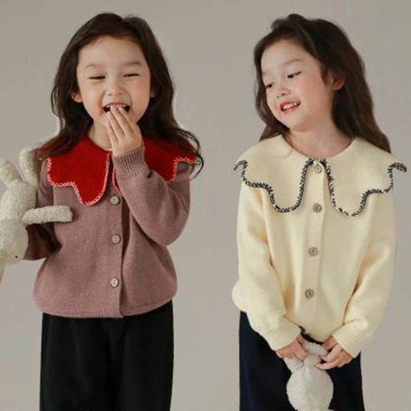 Autumn Winter KPOP Fashion Harajuku Girls Cardigan All Match Knitting Tops Loose Casual Childrens Clothes Long Sleeve Sweaters 250120