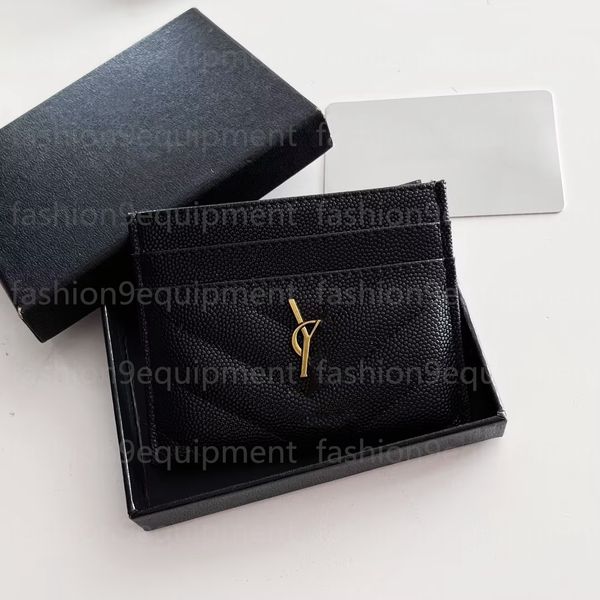 10A Luxury Designer Caviar Card Holder Real Leather Purse Fashion Y Womens Purses Mens Key Ring Credit Cards Wallet Bag Travel Documents Pas