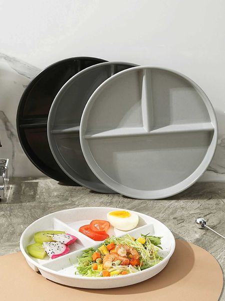 WORTHBUY Plastic Dinner Dishes Round Divided Plates Microwave Safe Dessert Fruit Salad Serving Tray Kitchen Dinnerware Food TrayXJ241209