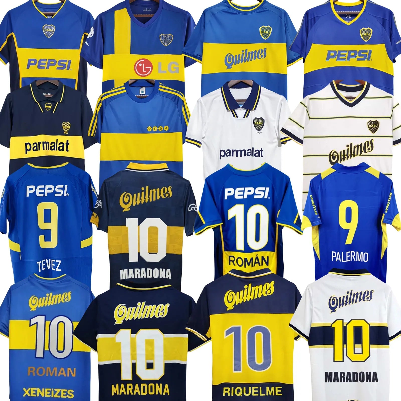 BOCA JUNIORS retro soccer jerseys MARADONA 1981 1992 1994 1995 1996 1997 1998 1999 2000 2001 2002 2003 2004 2005 2006 vintage football shirts 81 82