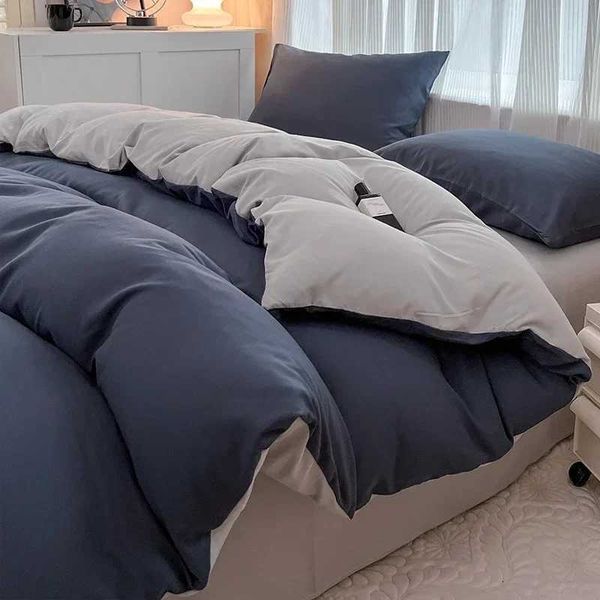 2-side Solid Color Brush Fabric Bed Set 4 Pieces Duvet Cover Pillowcase Bedding Set Bed Sheet Quilt Cover Single Queen King SizeC241021