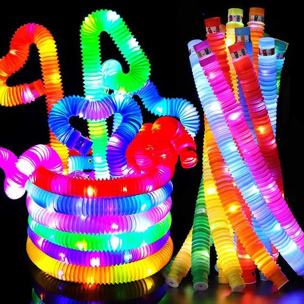 Pop DIY Luminous Tubes Led Fluorescent Color Retractable Plastic Tube Kids Sensory Toys Adults Child Stress Relieve Squeeze Toy