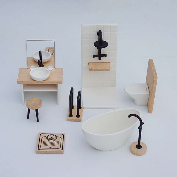 1-12 Simulation Washbasin Tub Toilet Model Dollhouse Bathroom Decor Dolls House Miniature Furniture Accessories