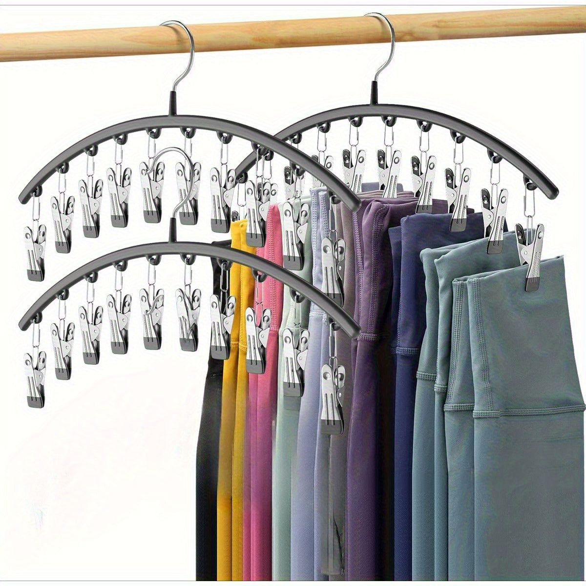 TEMU 10-clip Pants Hanger For Hats-shirts-jeans, Wardrobe Space – Ideal Dorm Closet Organizer For Bedroom, Bathroom & Wardrobe Storage, Essential