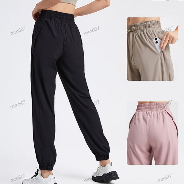 Calça de moletom calça de fitness solto calças de ioga dança de coragem alta perna de cordão rápido