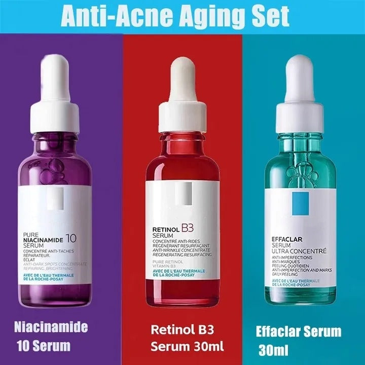 3PCS Facial Serum NIACINAMIDE 10-Retinol B3-EFFACLAR Serum Anti-Aging Moisturizing Brightening Face Essence Face Serum Skin Care