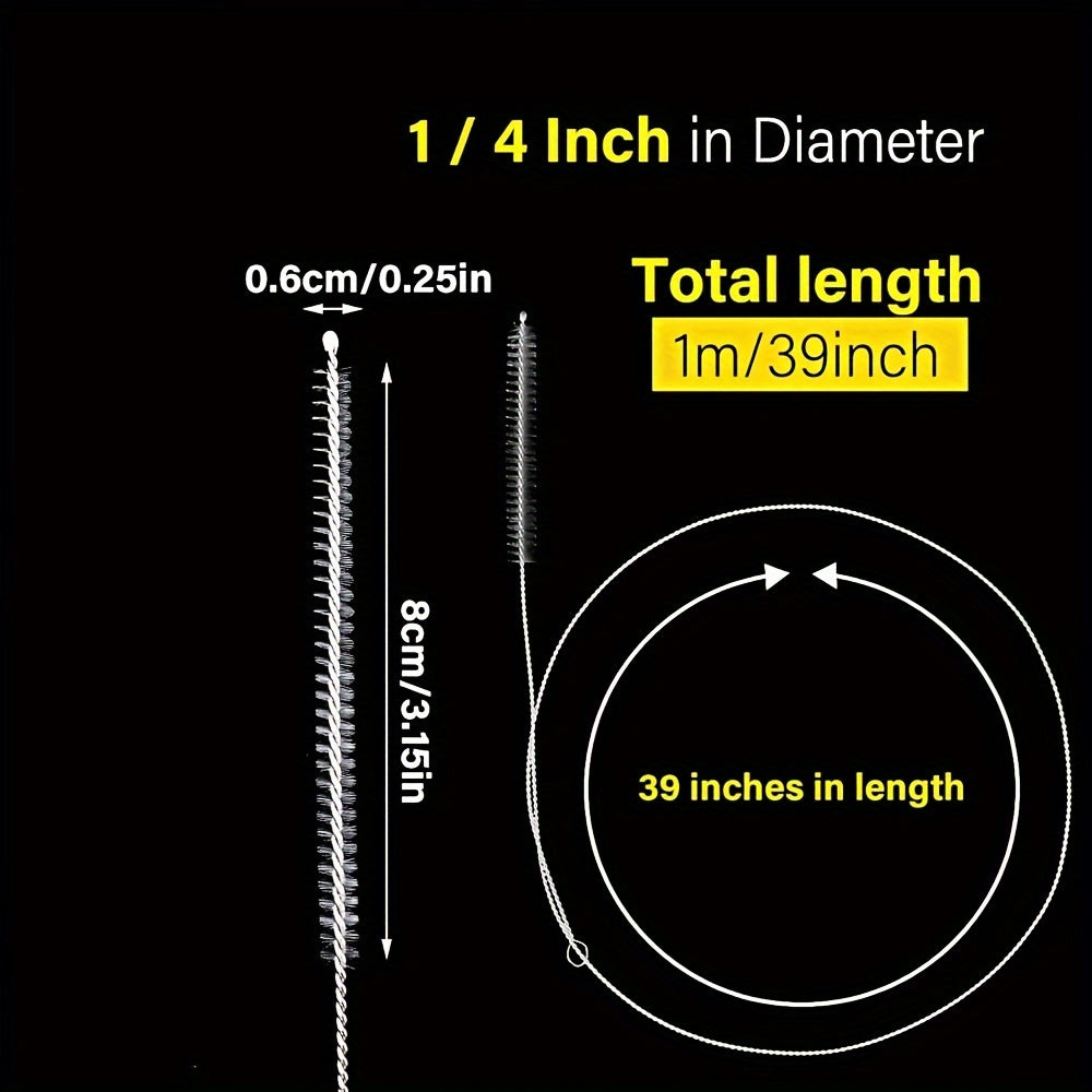 TEMU Extra Long Cleaning Brush For Straws, Pipes, Hoses, Bottles, Refrigerator Drains - 1m-39in, Plastic Material, No Electricity Needed, Ideal For