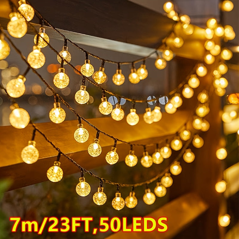 TEMU 12m-39ft, 100led Solar Crystal Bubble Ball String Light 8 Light Outdoor Spherical String Light, Suitable For Wedding Garden Garden Camping Tent