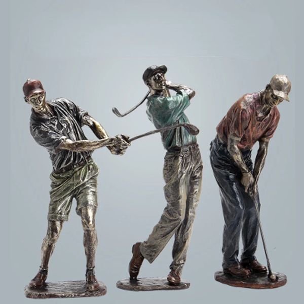 Vintage Golf Figurine Statue Golfer Decorative Sculpture Resin Ornament Modern Art Home Shelf Office Living Room Desk Decoration 240318