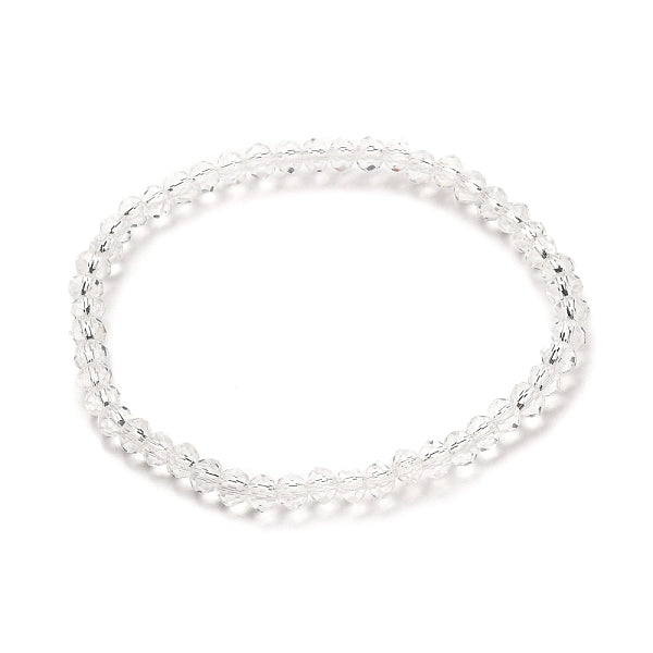 Facettierte GlasUnterlegscheibe Perlen Stretcharmband für Kinder