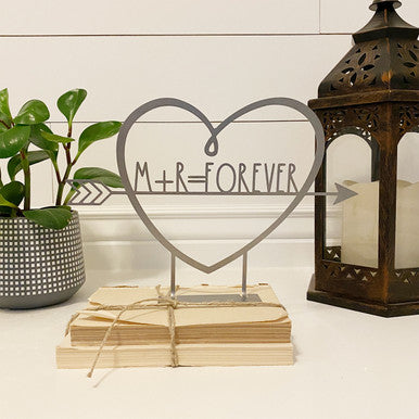 Personalized Heart-Shaped Tabletop Metal Sign