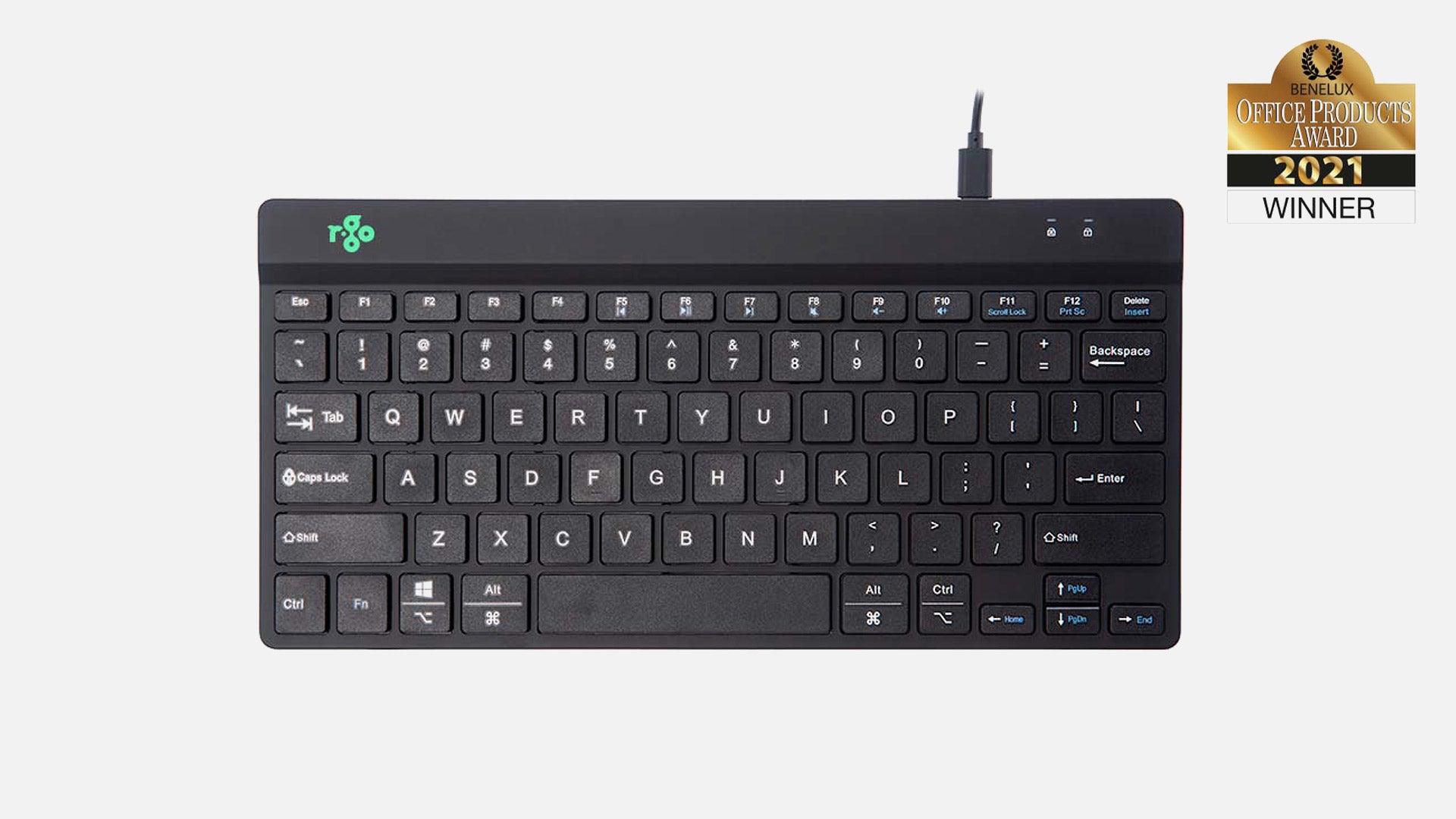 R-Go-Tools Ergonomic Break Compact Keyboard with LED Signals Wired