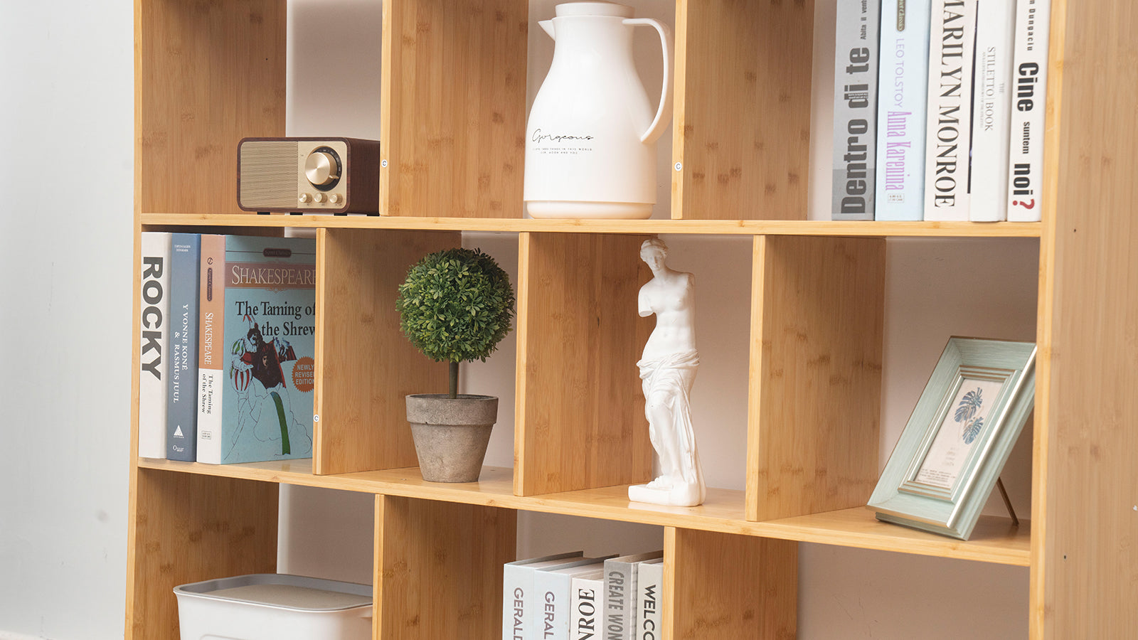 Maydear Bamboo Bookshelf: 3-tier 10-cube storage shelf