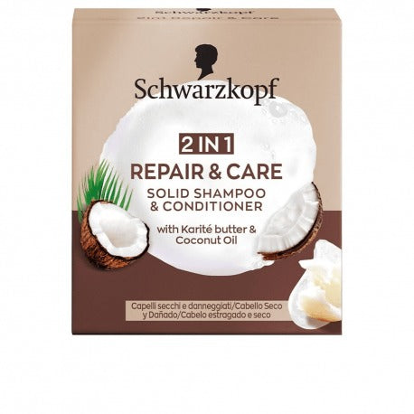 Schwarzkopf 2 In 1 Repair & Care Dry and Damaged Hair – Solid Shampoo Conditioner 60 G,