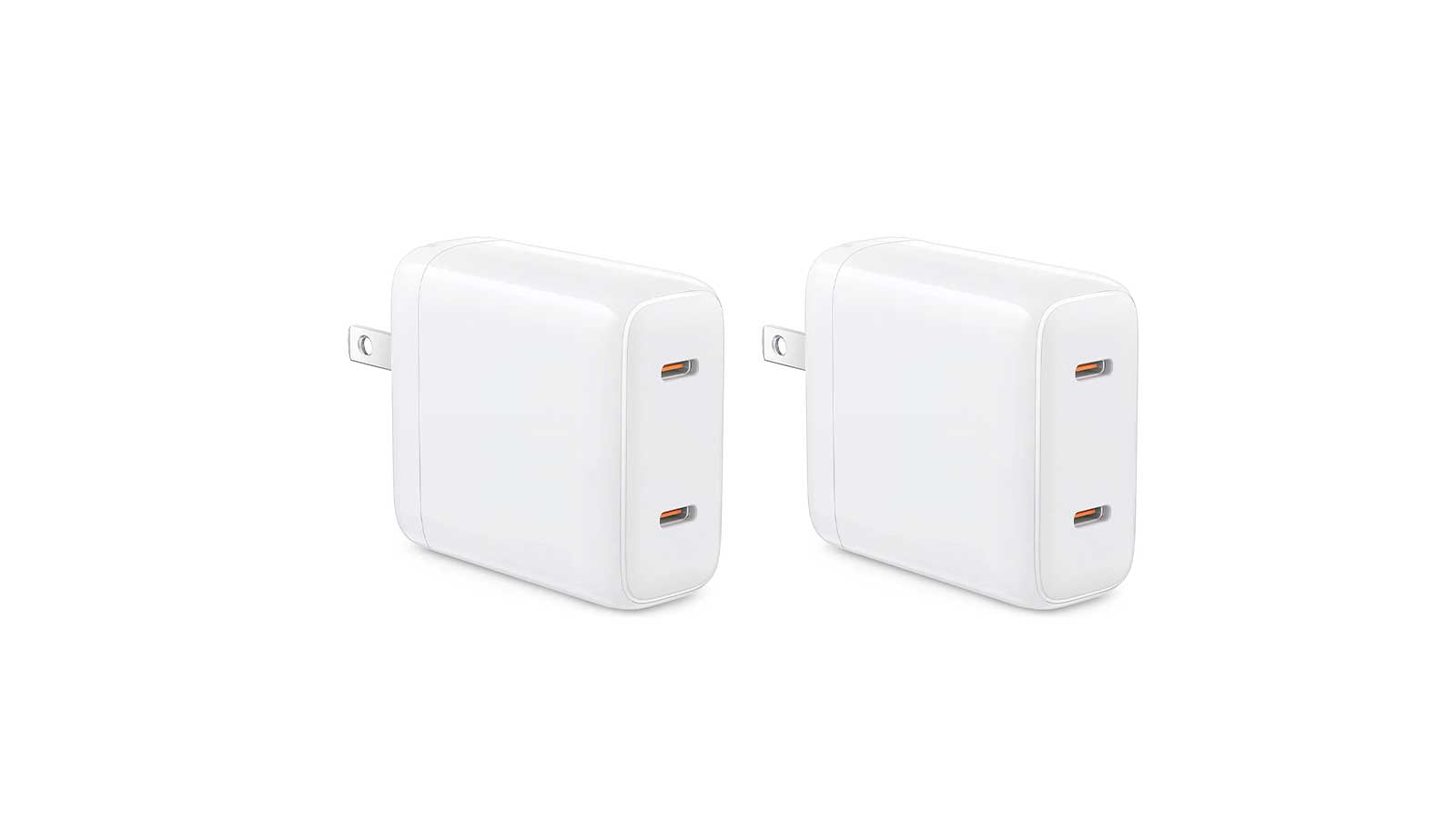 6Blu 40W Fast Charger: Dual Port Fast Charging 2-Pack White Chargers